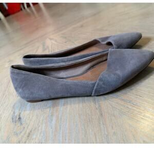 Madewell Mira gray suede pointed toe flats size 8